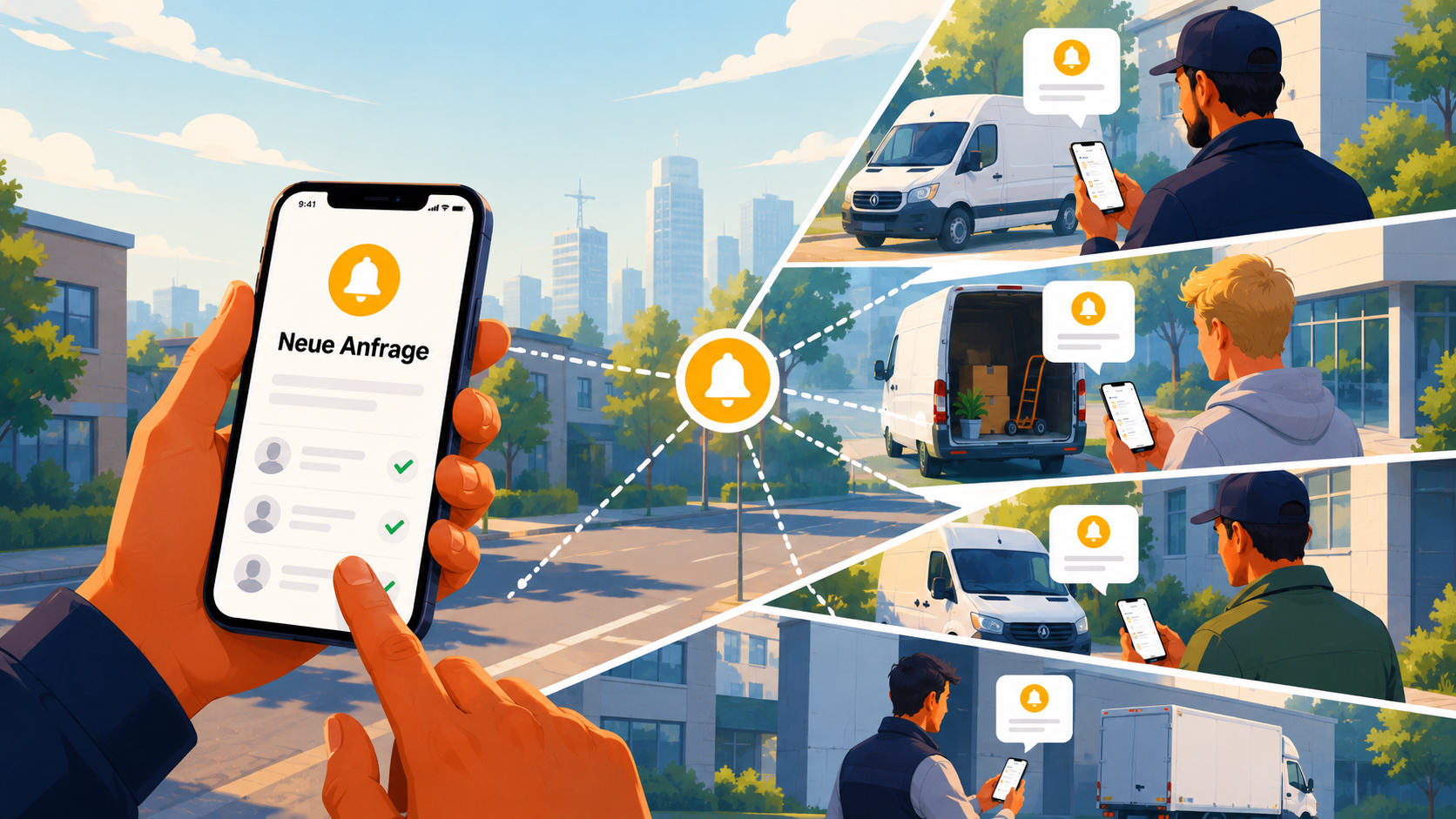 Neue Fahrtanfrage in der Möbeltaxi-App